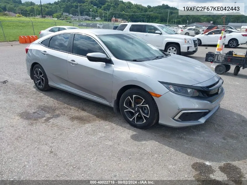 2019 Honda Civic Lx VIN: 19XFC2F67KE042443 Lot: 40022718