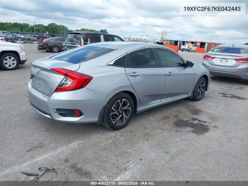 19XFC2F67KE042443 2019 Honda Civic Lx