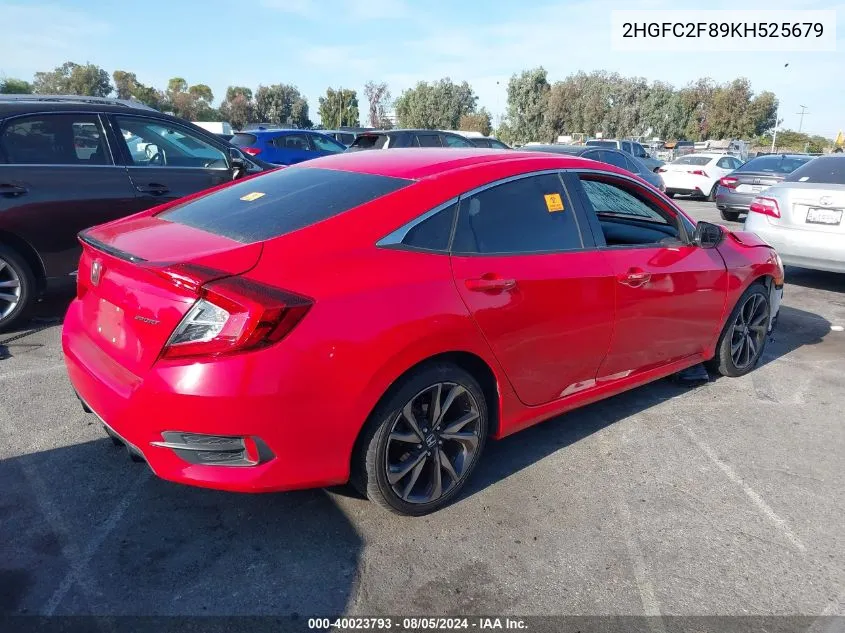 2HGFC2F89KH525679 2019 Honda Civic Sport