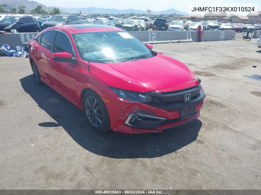 2019 Honda Civic Ex VIN: JHMFC1F33KX010524 Lot: 40025403