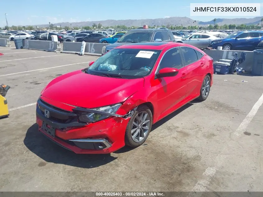 2019 Honda Civic Ex VIN: JHMFC1F33KX010524 Lot: 40025403