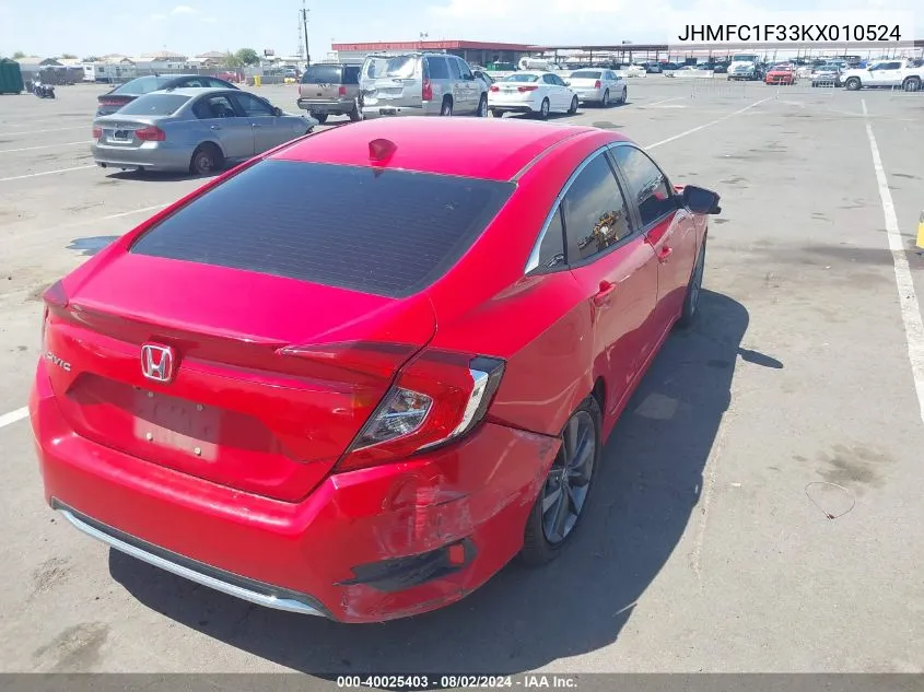 2019 Honda Civic Ex VIN: JHMFC1F33KX010524 Lot: 40025403