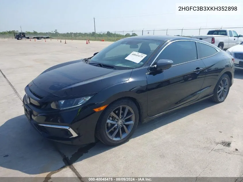 2019 Honda Civic Ex VIN: 2HGFC3B3XKH352898 Lot: 40045475