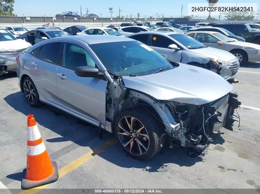 2019 Honda Civic Sport VIN: 2HGFC2F82KH542341 Lot: 40060378