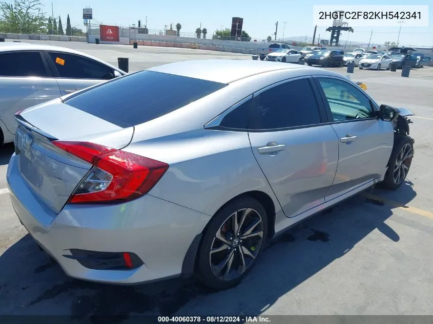 2HGFC2F82KH542341 2019 Honda Civic Sport