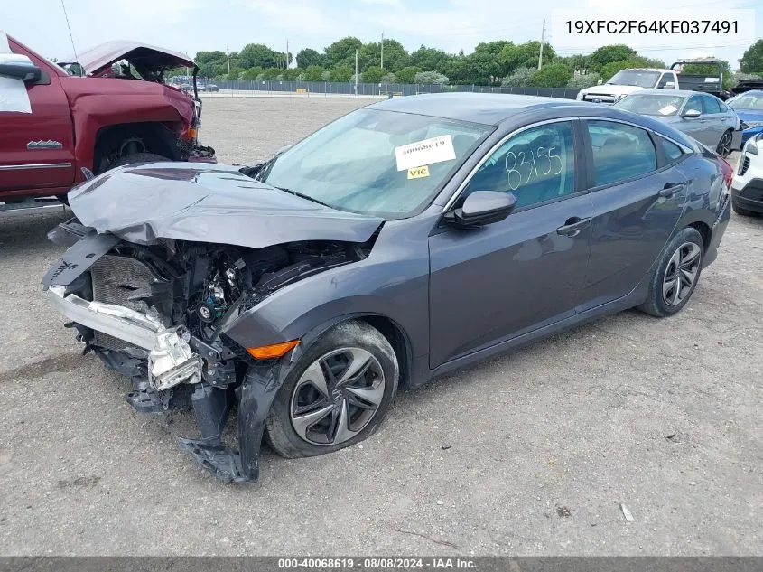 2019 Honda Civic Lx VIN: 19XFC2F64KE037491 Lot: 40068619