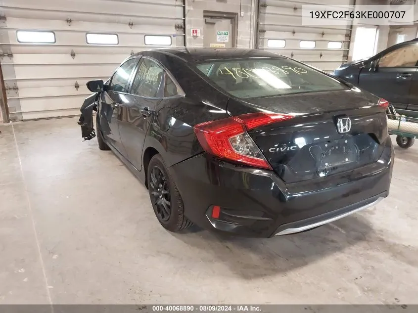 19XFC2F63KE000707 2019 Honda Civic Lx