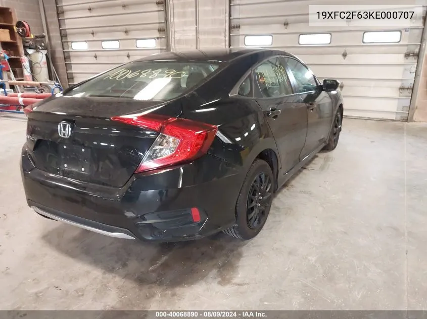 2019 Honda Civic Lx VIN: 19XFC2F63KE000707 Lot: 40068890