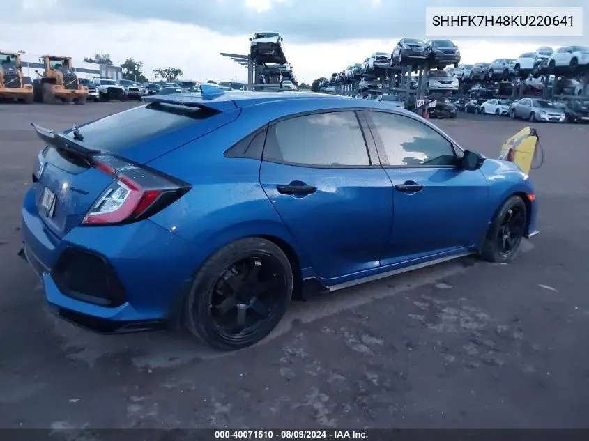 2019 Honda Civic Sport VIN: SHHFK7H48KU220641 Lot: 40071510