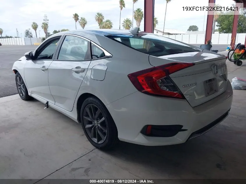 2019 Honda Civic Ex VIN: 19XFC1F32KE216421 Lot: 40074819