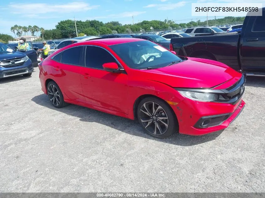 2HGFC2F83KH548598 2019 Honda Civic Sport