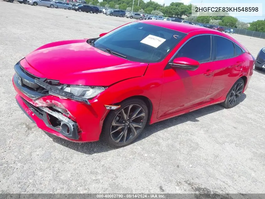 2HGFC2F83KH548598 2019 Honda Civic Sport