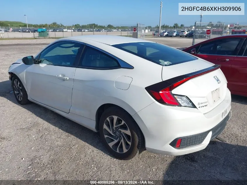 2HGFC4B6XKH309906 2019 Honda Civic Lx