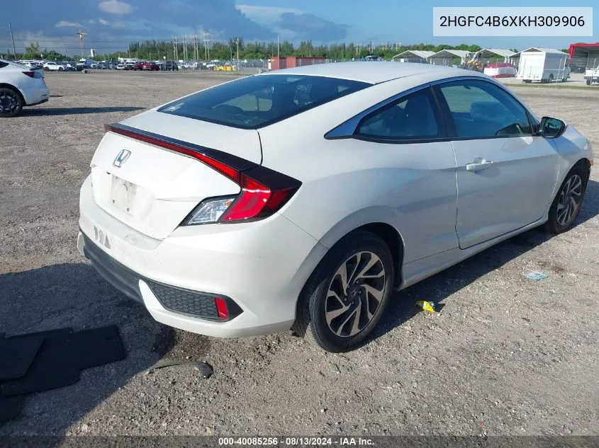 2HGFC4B6XKH309906 2019 Honda Civic Lx