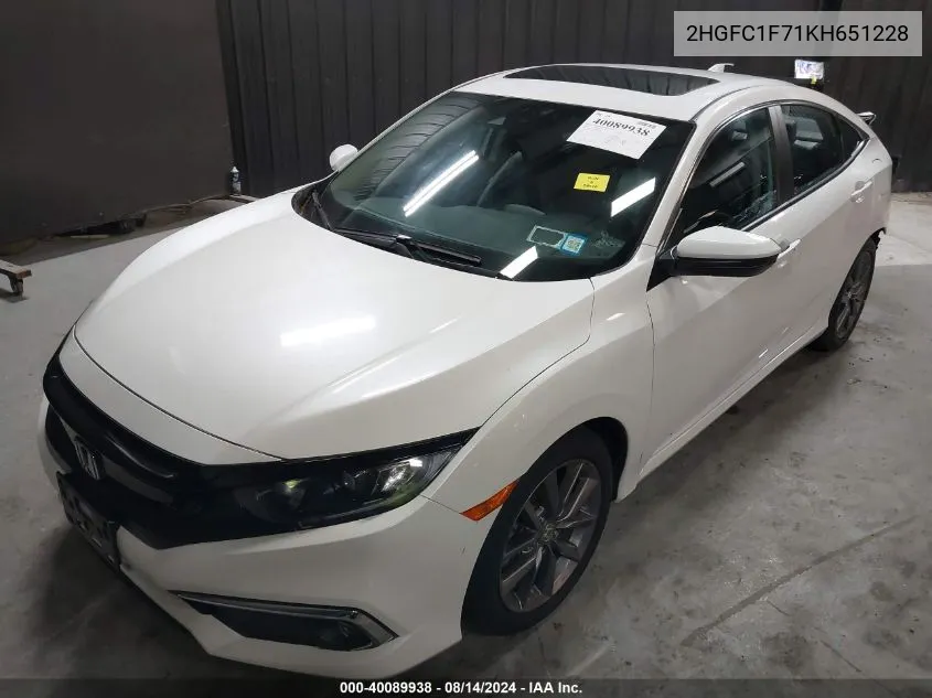 2019 Honda Civic Ex-L VIN: 2HGFC1F71KH651228 Lot: 40089938