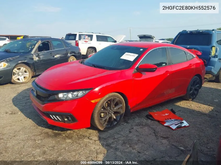 2HGFC2E80KH552576 2019 Honda Civic Sport