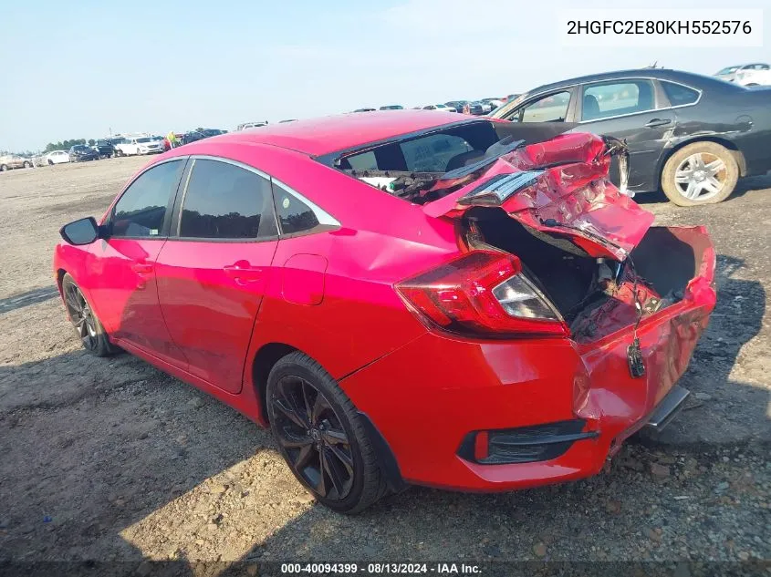 2HGFC2E80KH552576 2019 Honda Civic Sport