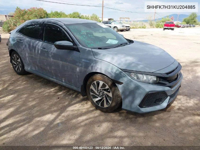 2019 Honda Civic Lx VIN: SHHFK7H31KU204885 Lot: 40103123