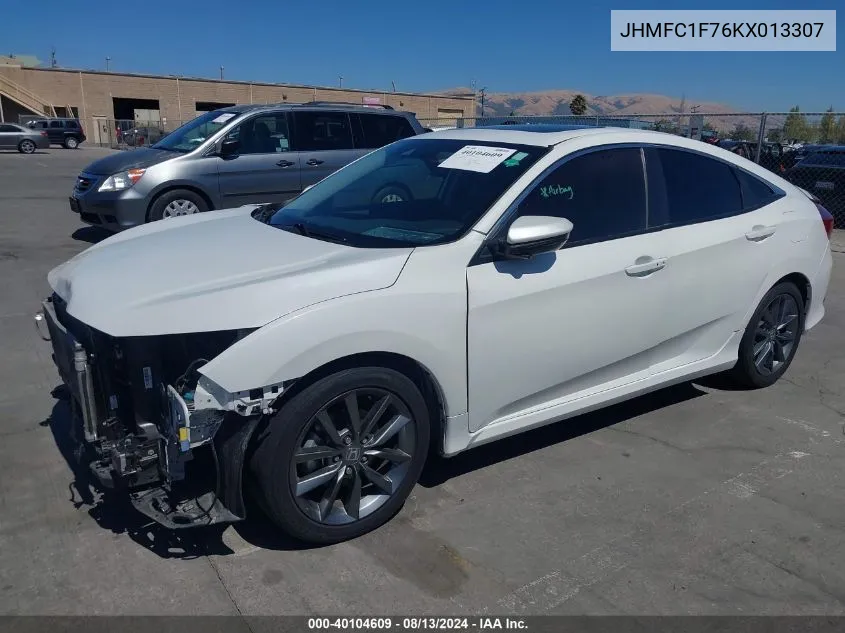 2019 Honda Civic Ex-L VIN: JHMFC1F76KX013307 Lot: 40104609