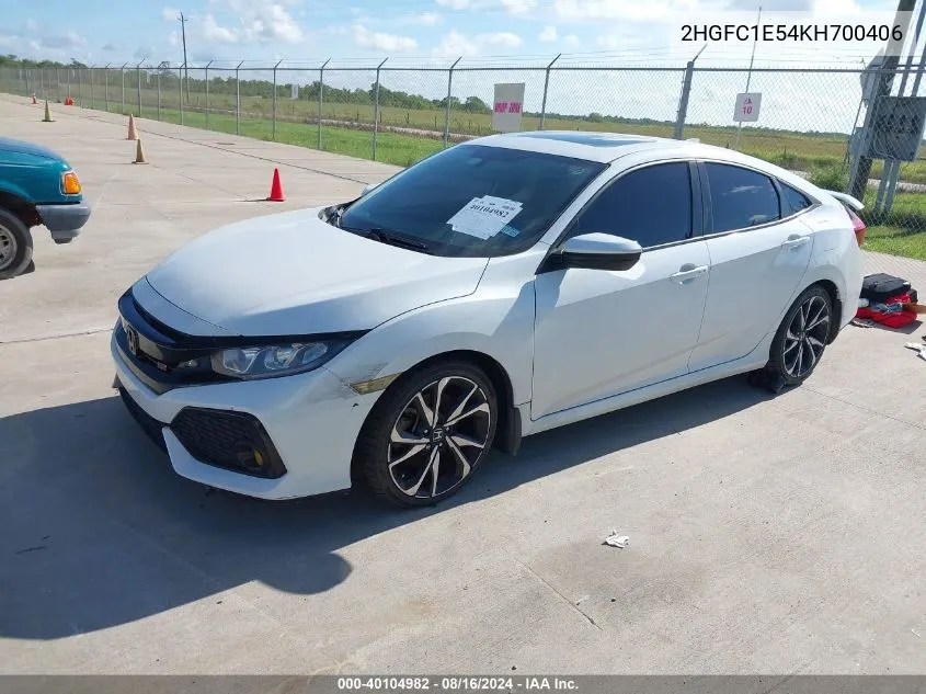 2019 Honda Civic Si VIN: 2HGFC1E54KH700406 Lot: 40104982