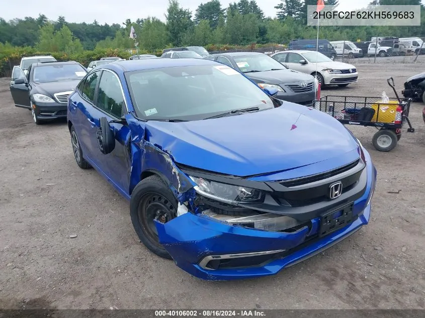 2019 Honda Civic Lx VIN: 2HGFC2F62KH569683 Lot: 40106002