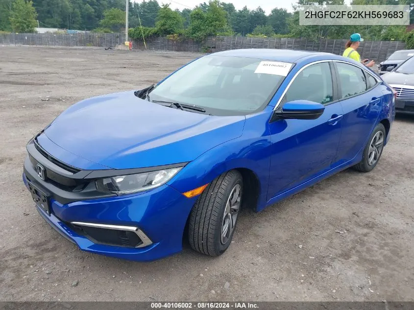 2019 Honda Civic Lx VIN: 2HGFC2F62KH569683 Lot: 40106002