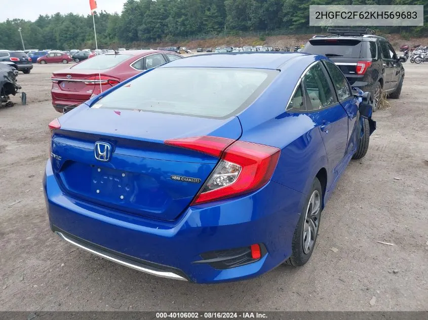 2019 Honda Civic Lx VIN: 2HGFC2F62KH569683 Lot: 40106002