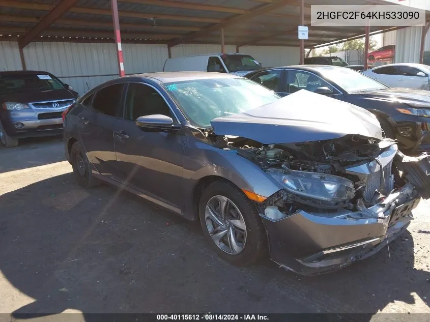 2019 Honda Civic Lx VIN: 2HGFC2F64KH533090 Lot: 40115612