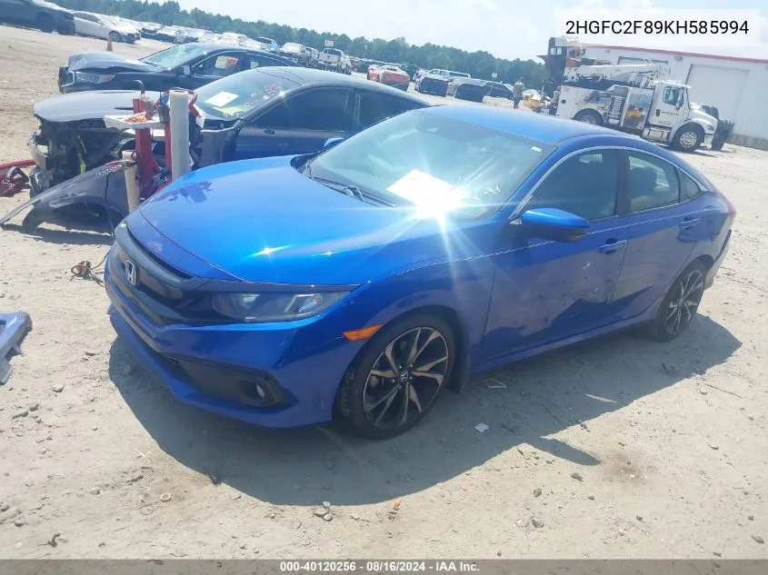 2019 Honda Civic Sport VIN: 2HGFC2F89KH585994 Lot: 40120256