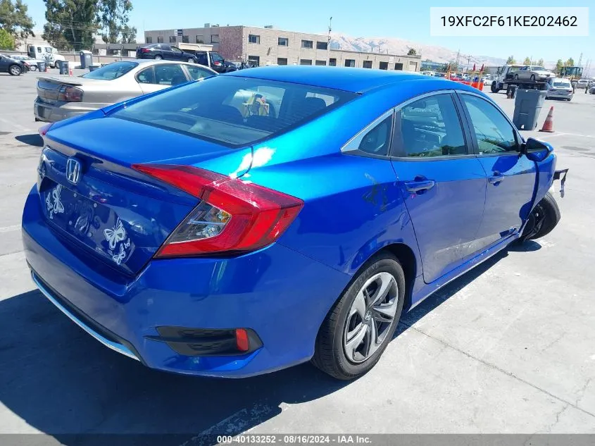 2019 Honda Civic Lx VIN: 19XFC2F61KE202462 Lot: 40133252