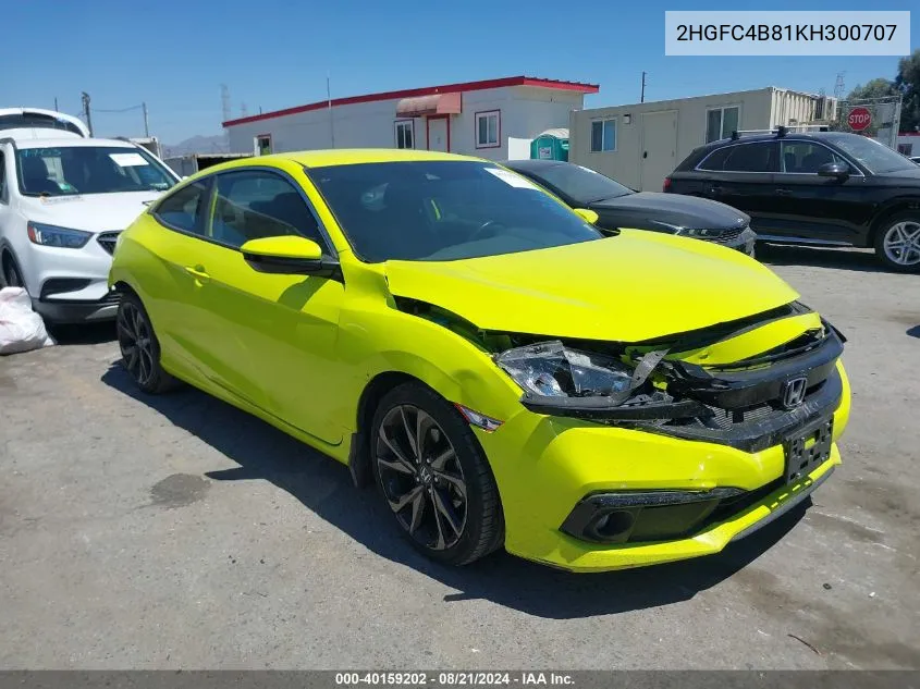 2HGFC4B81KH300707 2019 Honda Civic Sport