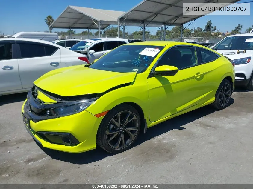 2HGFC4B81KH300707 2019 Honda Civic Sport