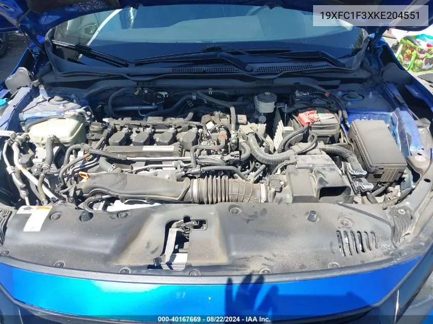 19XFC1F3XKE204551 2019 Honda Civic Ex