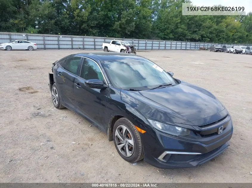 2019 Honda Civic Lx VIN: 19XFC2F68KE026199 Lot: 40167815