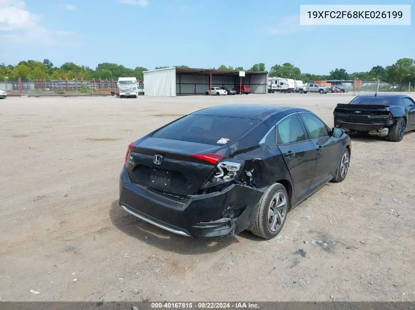 2019 Honda Civic Lx VIN: 19XFC2F68KE026199 Lot: 40167815