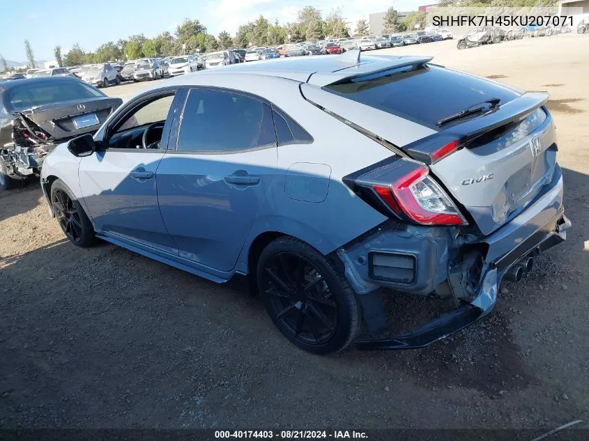 2019 Honda Civic Sport VIN: SHHFK7H45KU207071 Lot: 40174403