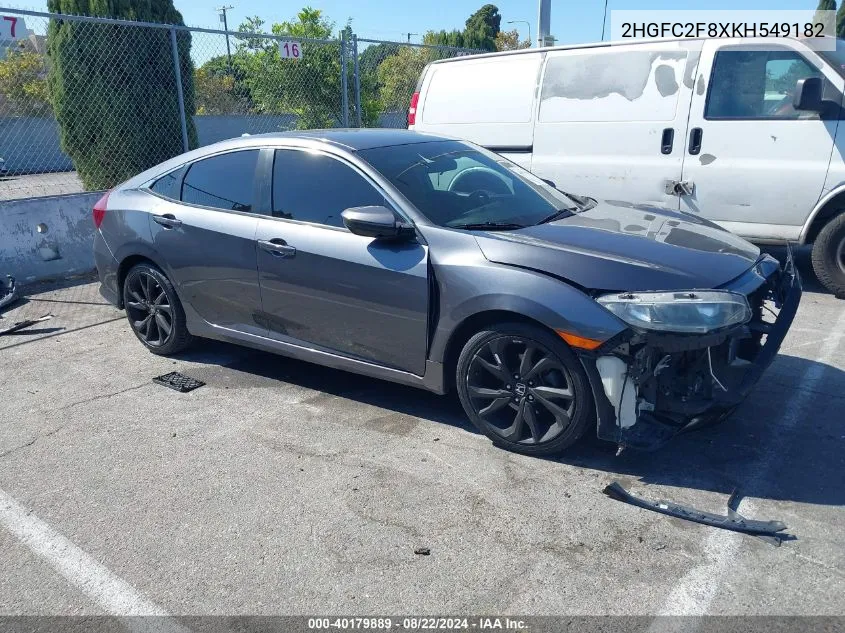 2019 Honda Civic Sport VIN: 2HGFC2F8XKH549182 Lot: 40179889