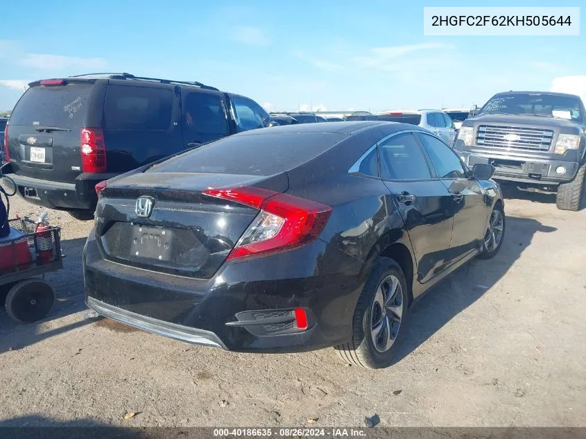 2HGFC2F62KH505644 2019 Honda Civic Lx