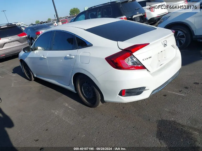 2019 Honda Civic Lx VIN: 2HGFC2F66KH538176 Lot: 40187195