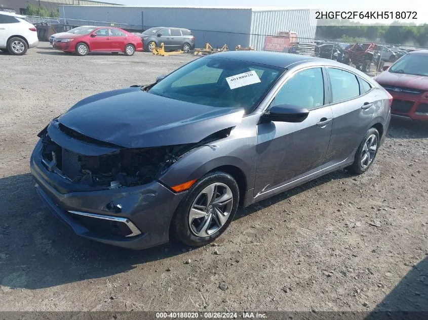 2019 Honda Civic Lx VIN: 2HGFC2F64KH518072 Lot: 40188020