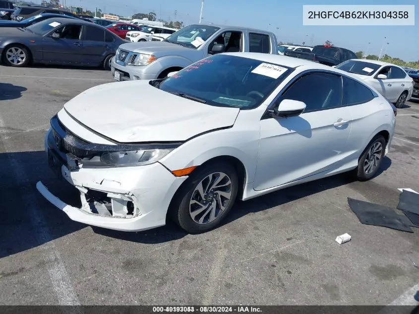 2HGFC4B62KH304358 2019 Honda Civic Lx