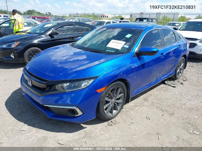 2019 Honda Civic Ex VIN: 19XFC1F32KE210831 Lot: 40206461