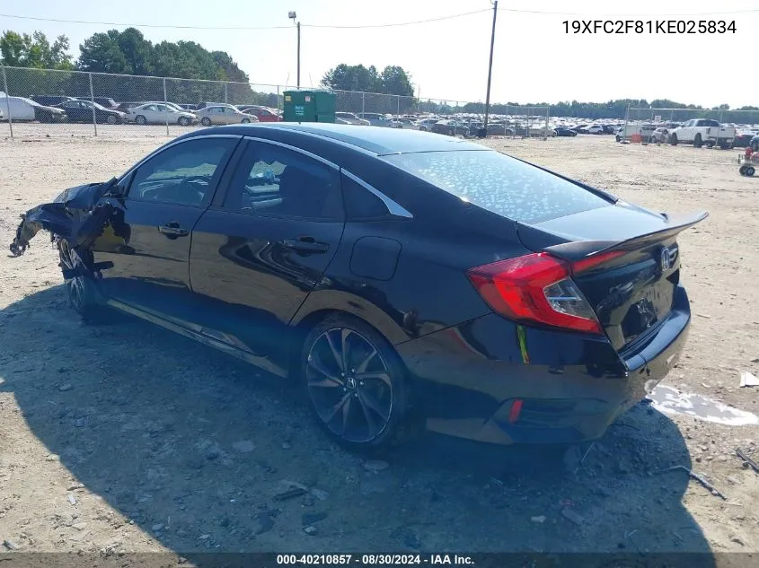 2019 Honda Civic Sport VIN: 19XFC2F81KE025834 Lot: 40210857