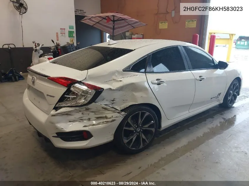 2HGFC2F86KH583023 2019 Honda Civic Sport