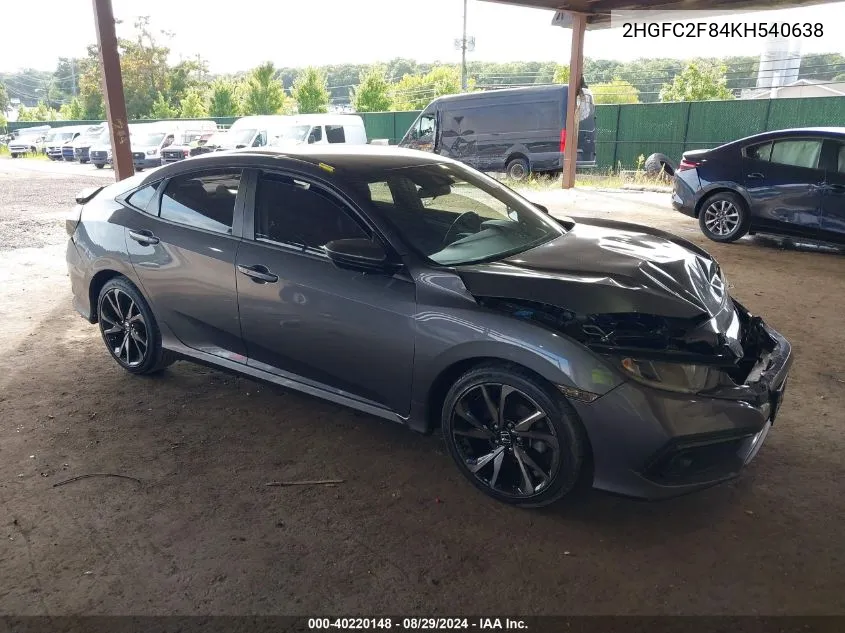 2019 Honda Civic Sport VIN: 2HGFC2F84KH540638 Lot: 40220148