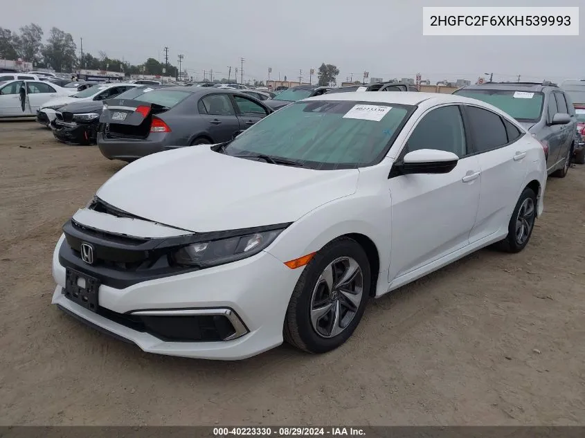 2019 Honda Civic Lx VIN: 2HGFC2F6XKH539993 Lot: 40223330