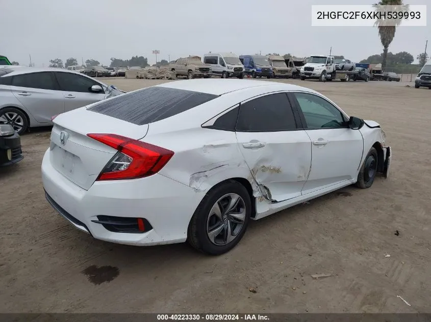 2019 Honda Civic Lx VIN: 2HGFC2F6XKH539993 Lot: 40223330