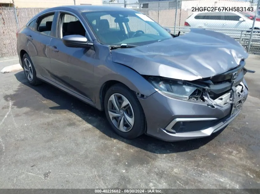 2019 Honda Civic Lx VIN: 2HGFC2F67KH583143 Lot: 40225682