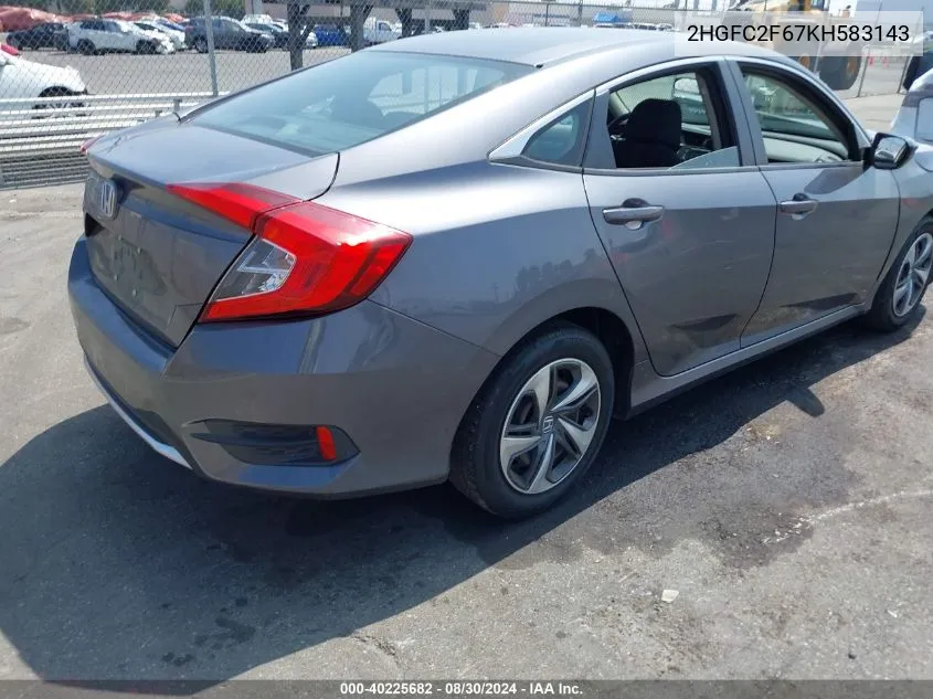 2HGFC2F67KH583143 2019 Honda Civic Lx