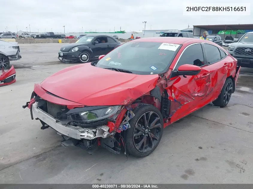 2019 Honda Civic Sport VIN: 2HGFC2F88KH516651 Lot: 40230071